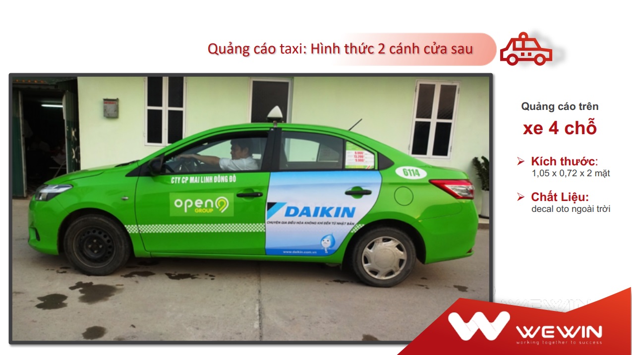 quảng cáo trên 2 cửa sau taxi