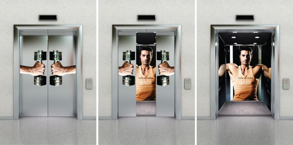 Hình ảnh quảng cáo dán decal thang máy