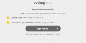 Biểu mẫu đăng ký của Vueling Club Adventures
