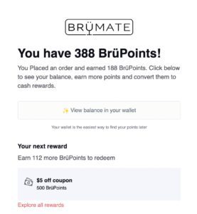 Email sau mua hàng của  Brümate 