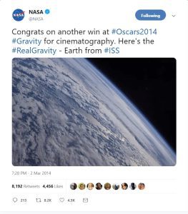 NASA thu hút sự chú ý trong sự kiện Oscars 2014