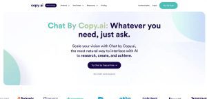 Chat by Copy.ai là một giải pháp chatbot AI thiết kế riêng cho các đội ngũ tiếp thị và bán hàng. 